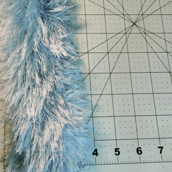 Light Blue Fluffy Knit Scarf Winter Accessory Cozy Soft Plush Handknit Boho - Picture 4 of 4